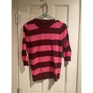 J Crew Womans Merino Wool 3/4 Sleeve Striped Sweater Size S
